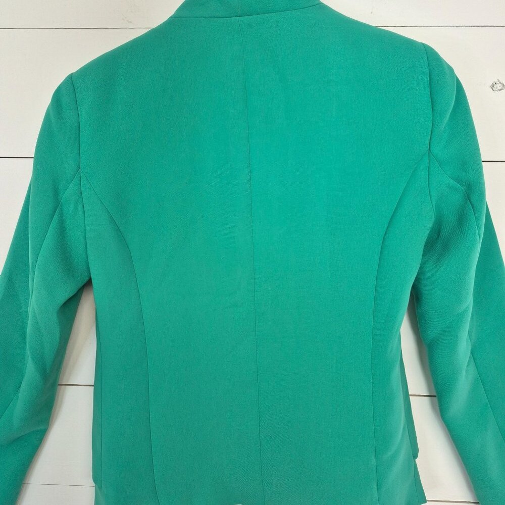 Kenneth Cole Womens XS Green Open Front Blazer With Asymmetric Hem - Picture 7 of 7